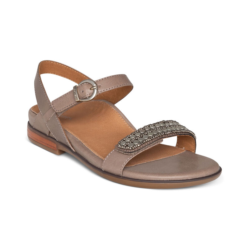 Aetrex Womens Rylie Quarter Strap Sandals Tan - qaOhX4WF5